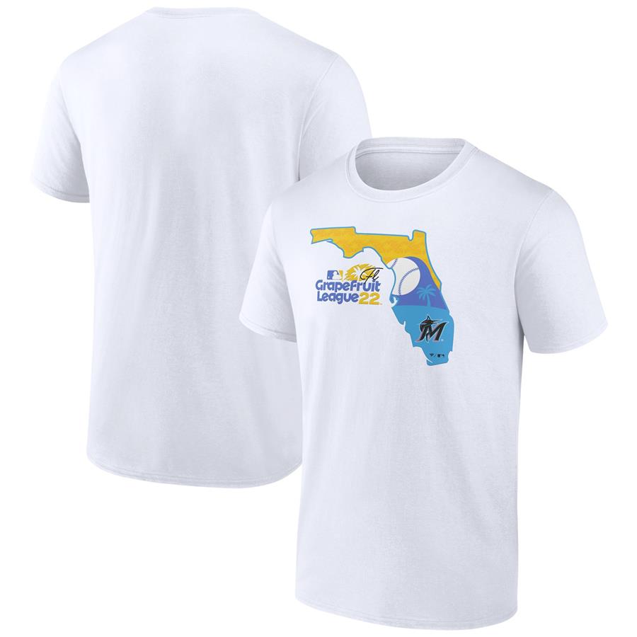 Miami Marlins Fanatics Branded 2022 MLB Spring Training Grapefruit League State Fill T-Shirt - White