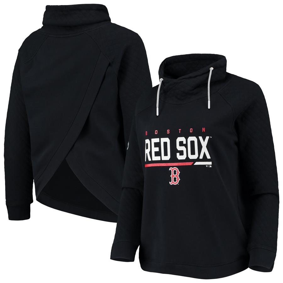 Boston Red Sox Levelwear Women's Vega Funnel Neck Raglan Pullover Sweatshirt - Black