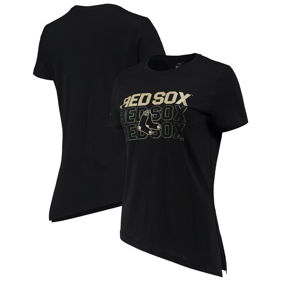 Boston Red Sox Levelwear Women's Birch Delta Asymmetrical T-Shirt - Black