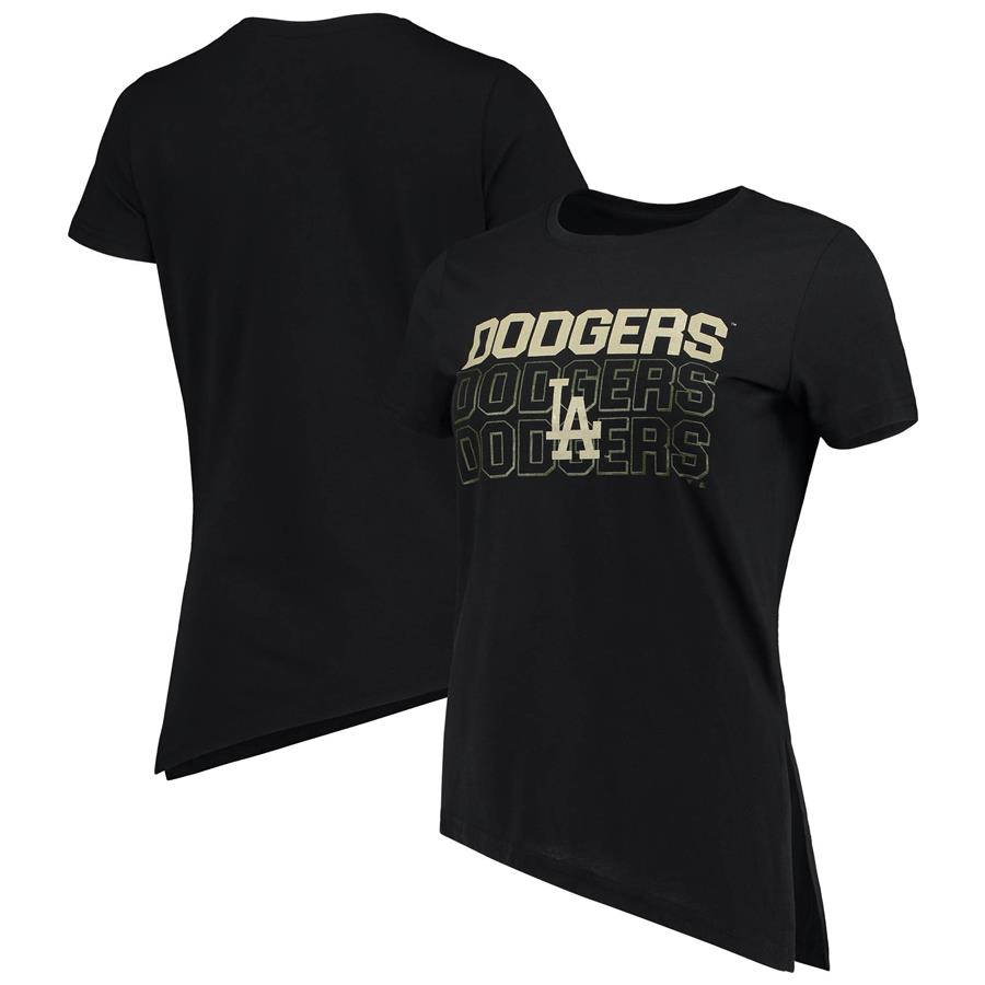 Los Angeles Dodgers Levelwear Women's Birch Delta Asymmetrical T-Shirt - Black