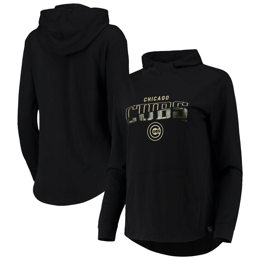 Chicago Cubs Levelwear Women's Vivid Scuba Neck Pullover Hoodie - Black