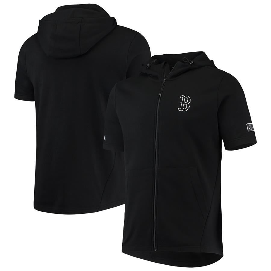Boston Red Sox Levelwear Recruit Short Sleeve Full-Zip Hoodie Jacket - Black