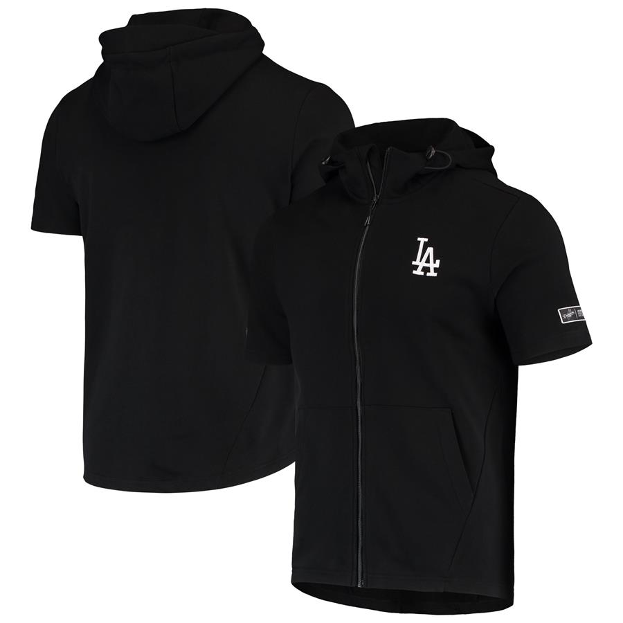 Los Angeles Dodgers Levelwear Recruit Short Sleeve Full-Zip Hoodie Jacket - Black