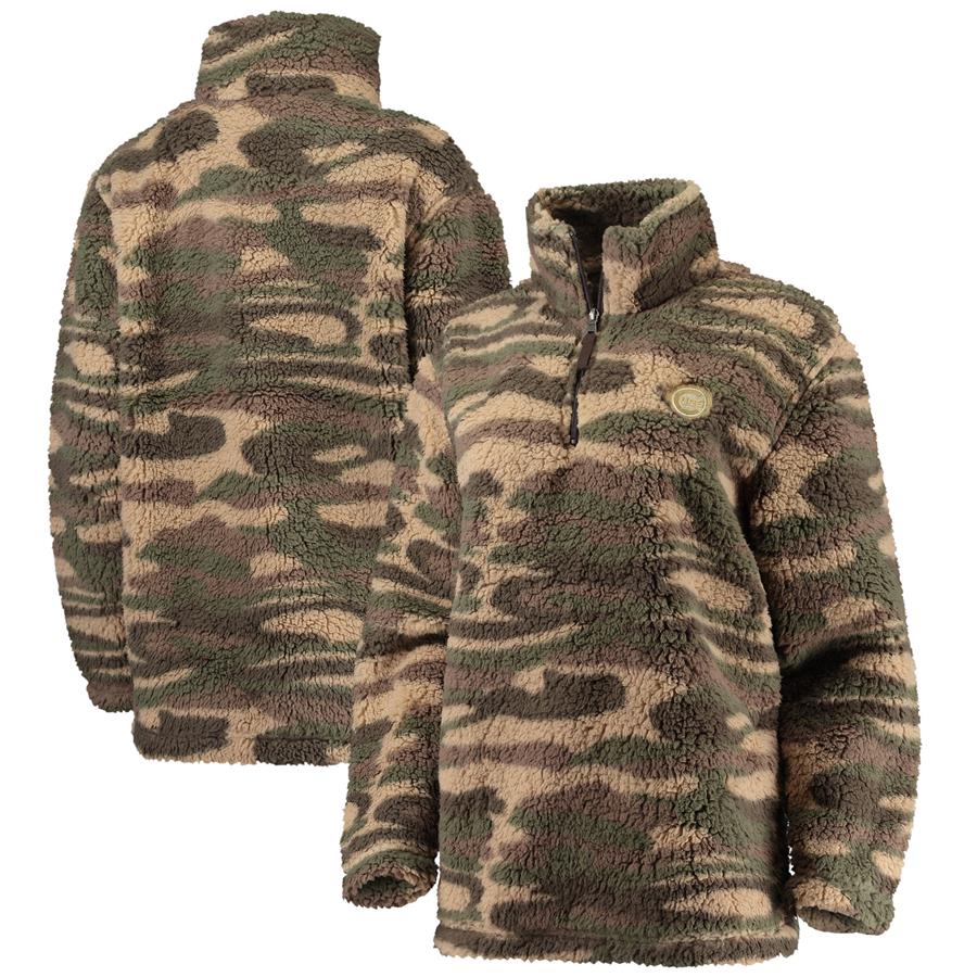 Chicago Cubs G-III 4Her by Carl Banks Women's Sherpa Quarter-Zip Jacket - Camo