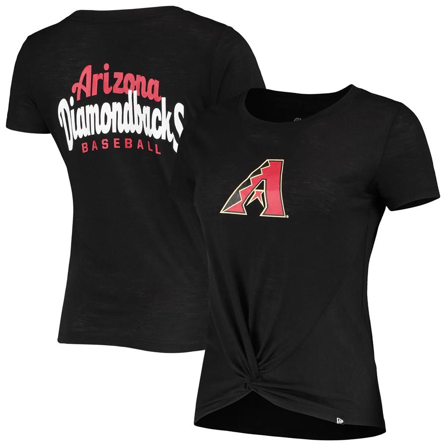 Arizona Diamondbacks New Era Women's 2-Hit Front Twist Burnout T-Shirt - Black