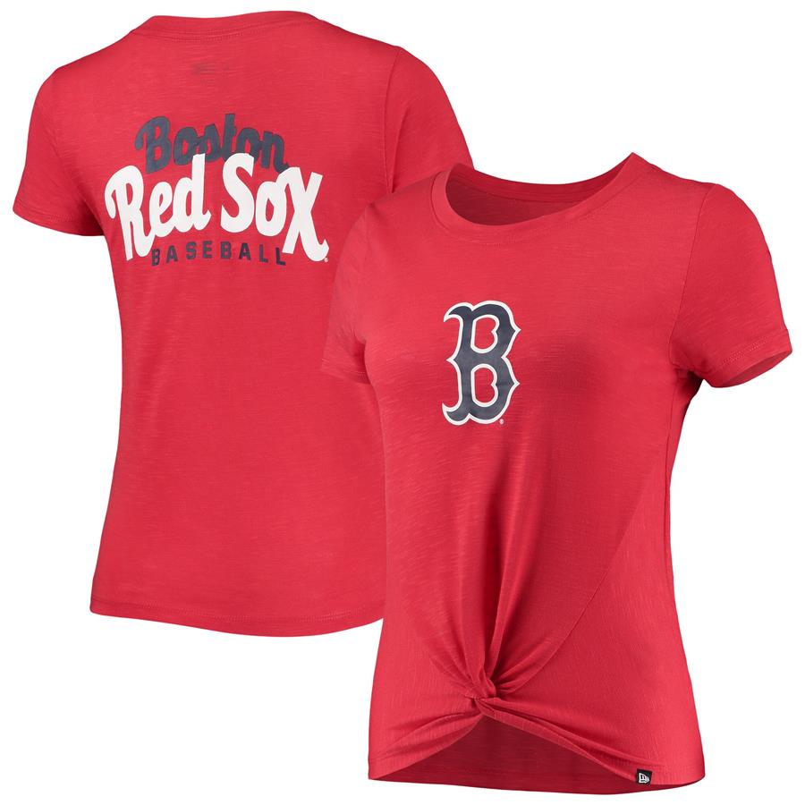 Boston Red Sox New Era Women's 2-Hit Front Twist Burnout T-Shirt - Red