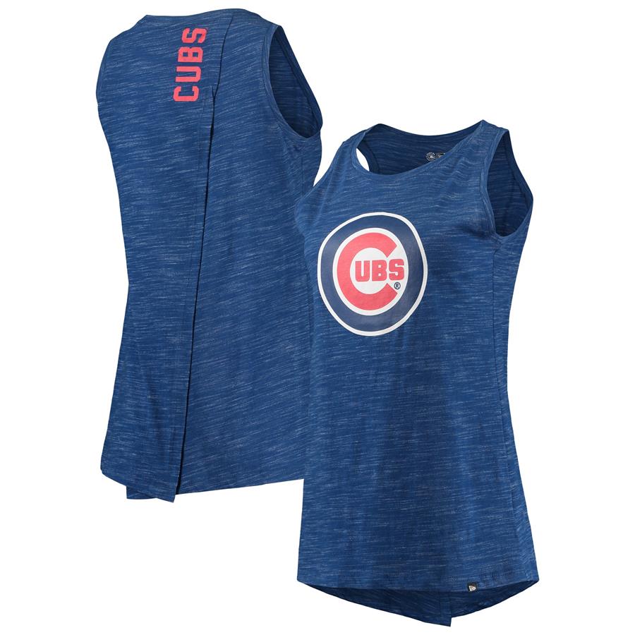 Chicago Cubs New Era Women's Space Dye Back-Knot Tank Top - Royal