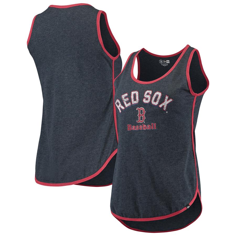 Boston Red Sox New Era Women's Contrast Binding Scoop Neck Tank Top - Heathered Navy