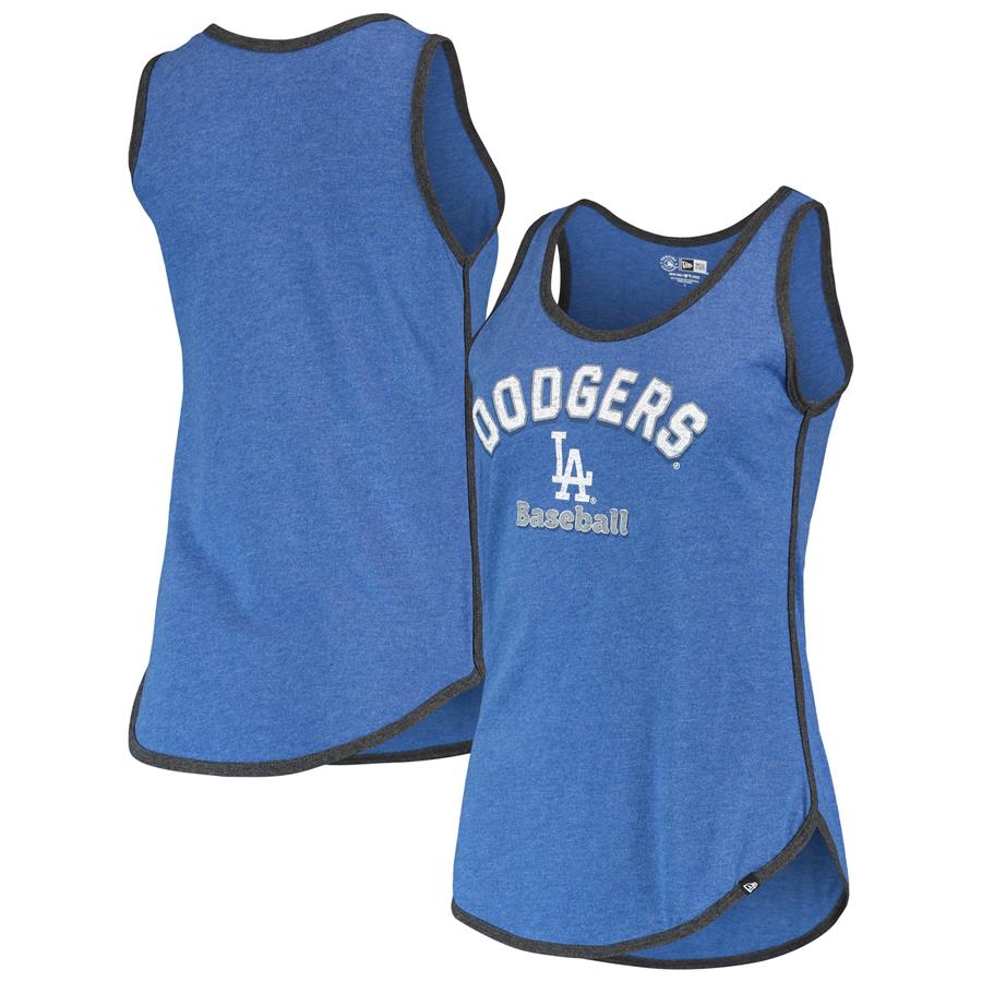 Los Angeles Dodgers New Era Women's Contrast Binding Scoop Neck Tank Top - Heathered Royal
