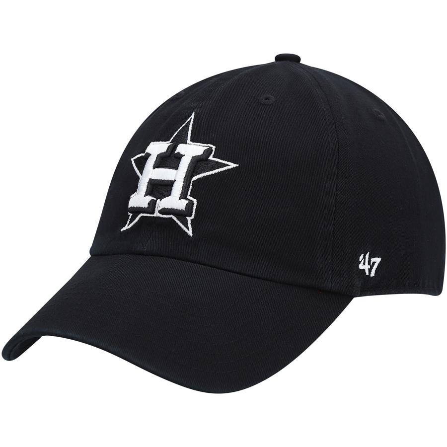 Houston Astros '47 Black on Black Logo Clean Up Adjustable Hat