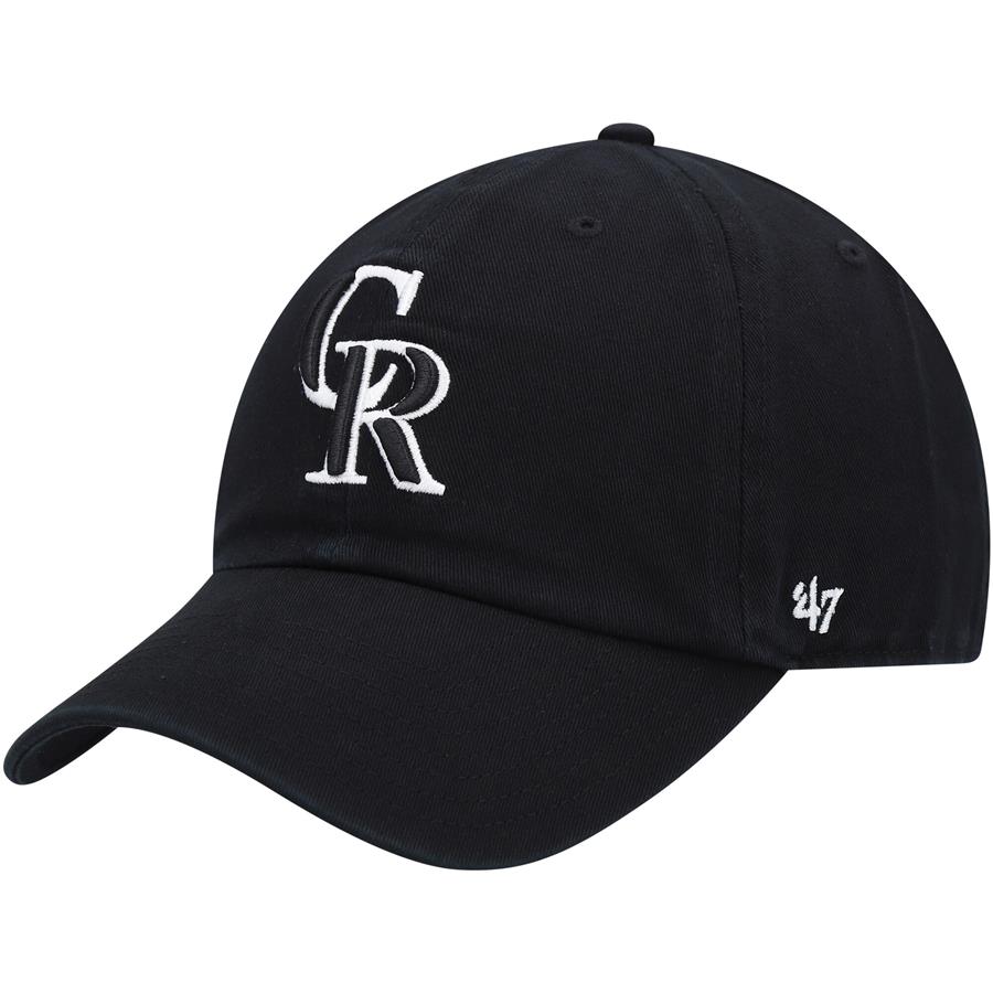Colorado Rockies '47 Black on Black Logo Clean Up Adjustable Hat