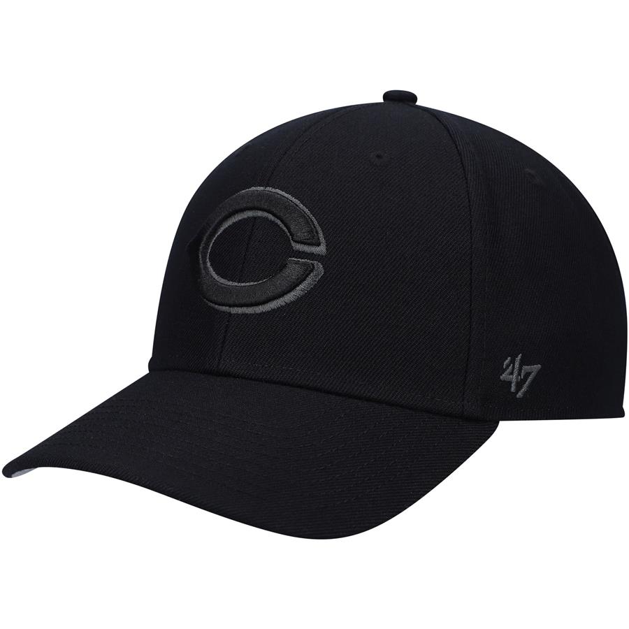 Cincinnati Reds '47 Black on Black MVP Adjustable Hat