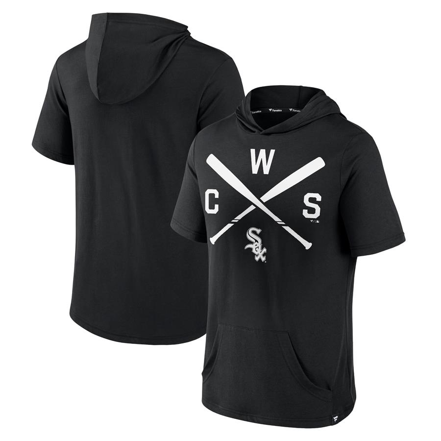 Chicago White Sox Fanatics Branded Iconic Rebel Short Sleeve Pullover Hoodie - Black